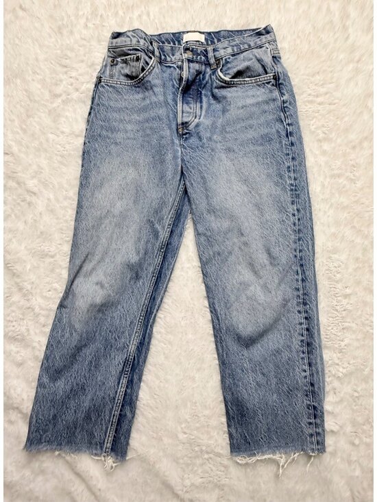 Boyish Denim - Boyish By Her The Tommy Button Fly High Rise Straight Distressed Jeans Waist 28"